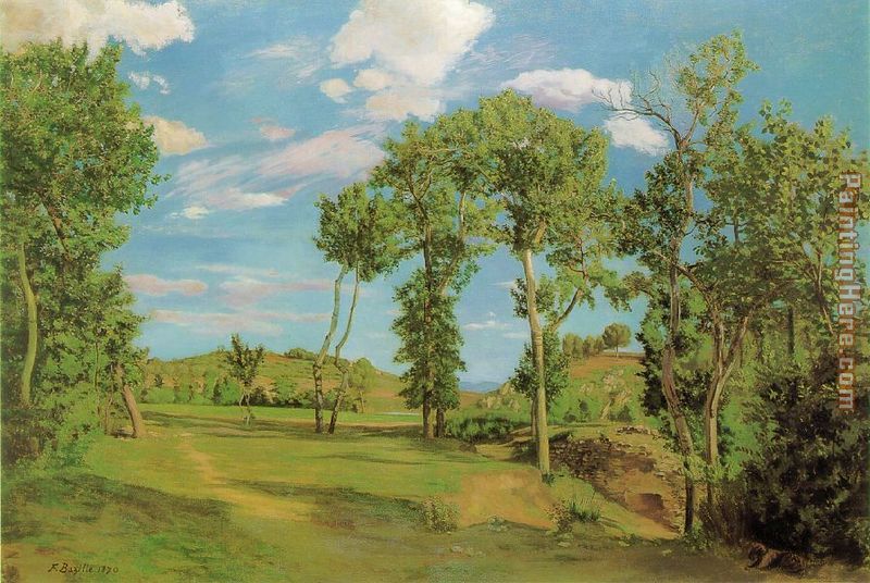 Paysage au bord du Lez painting - Frederic Bazille Paysage au bord du Lez art painting Paysage au bord du Lez painting - Frederic Bazille Paysage au bord du Lez art painting